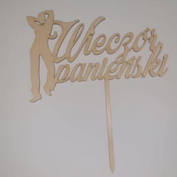 Topper ze sklejki napis Wieczr panieski z tancerzem - Mill Art