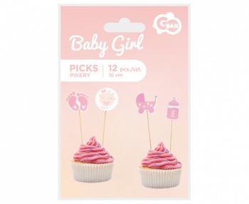 Pikery Baby Girl, jasnorowe,10 cm (12 szt.) - Godan