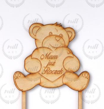 Topper ze sklejki mi� z napisem 