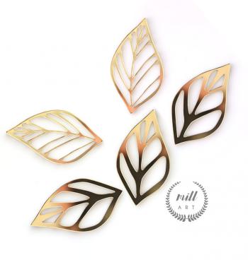 Listki z plexi a�urowe, z�ote (5 sztuk) - Mill Art