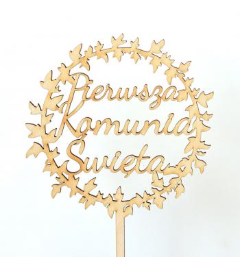 Topper ze sklejki Pierwsza Komunia �wi�ta, listki bluszczu - Mill Art