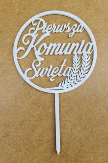 Topper z pleksy Pierwsza Komunia �wi�ta z k�osami, bia�y - Mill Art