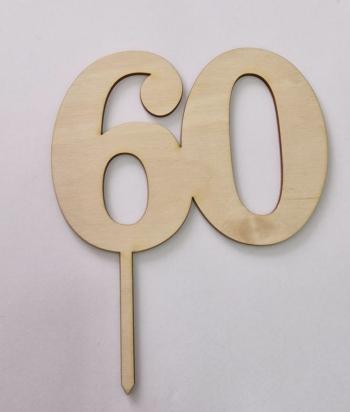 Topper ze sklejki cyfra 60 - Mill Art