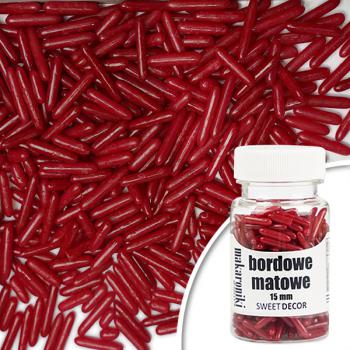 Posypka cukrowa makaroniki matowe, bordowe (40 g) - SweetDecor