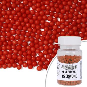 Posypka cukrowa, mini pereki czerwone (40 g) - SweetDecor