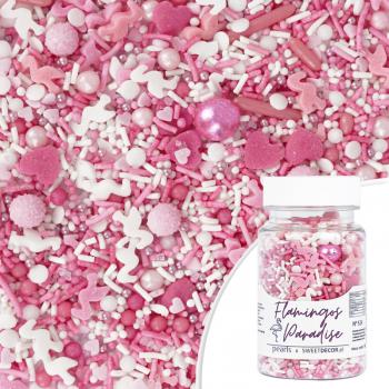 Posypka cukrowa rowa Pearls Flamingos Paradise (70 g) - SweetDecor