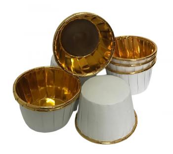 Papilotki ryflowane z ko�nierzem (50 szt.) z�oto - bia�e  - Sprinkle IT