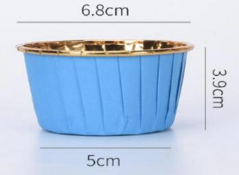 Papilotki ryflowane z ko�nierzem (50 szt.) z�oto - niebieskie  - Sprinkle IT