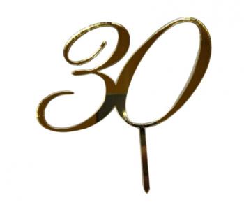 Topper z plexi cyfra 30, z�oty (wysoko��: 8 cm)  - Mill Art