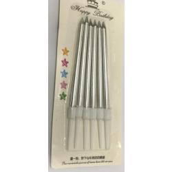 wieczki srebrne 12 cm (6 szt.) w uchwytach, blister - ...