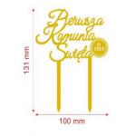 Topper Pierwsza Komunia �wi�ta, napis z hosti�, z�oty - Topper ART