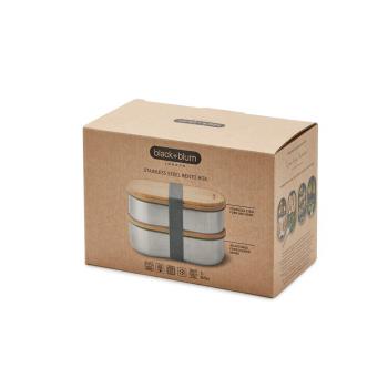 Lunch box stalowy podwjny, szary (poj.: 2 x 500 ml) - Black+Blum