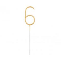 �wieczka na tort „6” zimne ognie, z�ota  - ...
