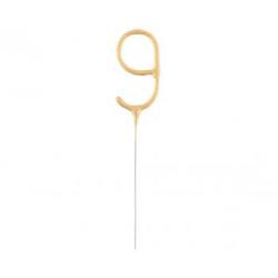 �wieczka na tort „9” zimne ognie, z�ota  - ...
