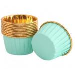 Papilotki ryflowane z ko�nierzem (50 szt.) z�oto - mi�towe  - Spr...