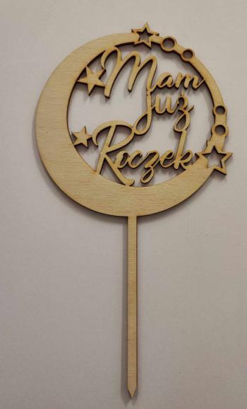 Topper ze sklejki Mam ju� roczek, ko�o (12 cm) - Mill Art