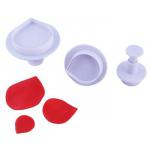 Foremki do wycinania ciasteczek z t�oczkiem, p�atki r�y (3 sztuk...