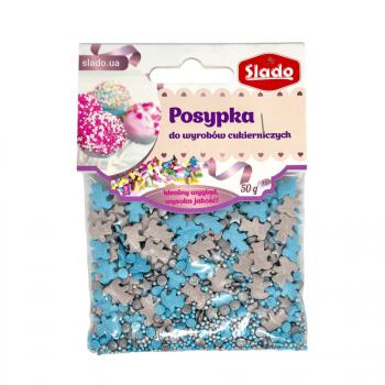 Posypka cukrowa, konfetti misiaczki niebieskie (50 g) - Slado