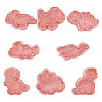 Foremki do wycinania ciasteczek ze stemplem zestaw, dinozaury (8 ...