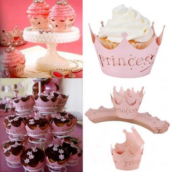 Ozdoby, owijki do muffinek princess, rowe (10 szt.) - CS