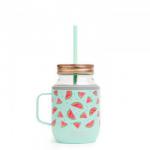 Kubek termiczny-s�oik ze s�omk� (pojemno��: 480 ml), niebieski w ...