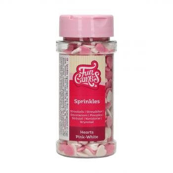 Posypka cukrowa serduszka (60 g) - Hearts Pink-White - FunCakes