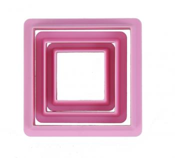 Foremki do wykrawania ciasteczek kwadraty, plastikowe (3 szt.) - CL