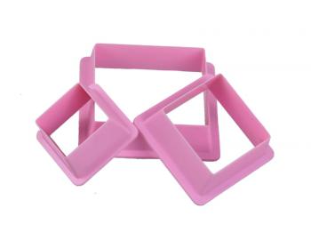 Foremki do wykrawania ciasteczek kwadraty, plastikowe (3 szt.) - CL