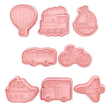 Foremki do wycinania ciasteczek ze stemplem zestaw, pojazdy wz.2 (8 sztuk)  - CL