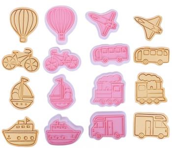 Foremki do wycinania ciasteczek ze stemplem zestaw, pojazdy wz.2 (8 sztuk)  - CL