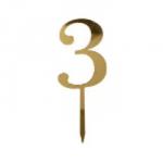 Topper akrylowy cyfra 3, z�oty - Topper ART