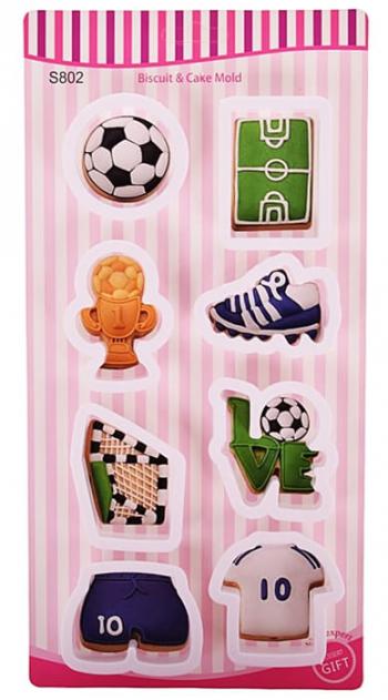 Foremki do wykrawania ciasteczek zestaw pi�karski, plastikowe (8 szt.) - CL