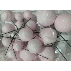 Dekoracja na tort kuleczki na piku r�owe brokatowe, to...