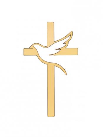 Topper z plexi na bok tortu Krzy� z go��bkiem, z�oty - AleDobre