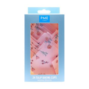 Papilotki tulipanowe do muffinek r�owe w kwiaty (24 sztuki) - PME 