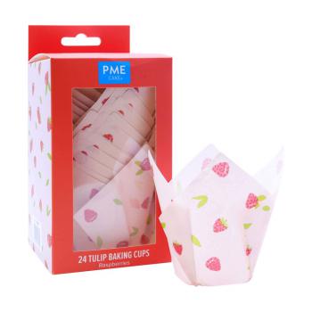 Papilotki tulipanowe do muffinek bia�e w maliny (24 sztuki) - PME 