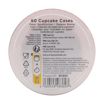 Papilotki do pieczenia babeczek (60 sztuk), czerwone - PME 