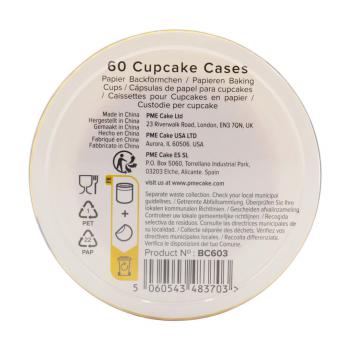 Papilotki do pieczenia babeczek (60 sztuk), ��te - PME 