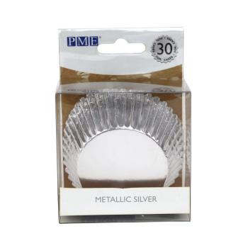Papilotki do babeczek metaliczne srebrne (30 sztuk) - PME 