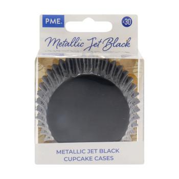 Papilotki do babeczek metaliczne czarne (30 sztuk) - PME 