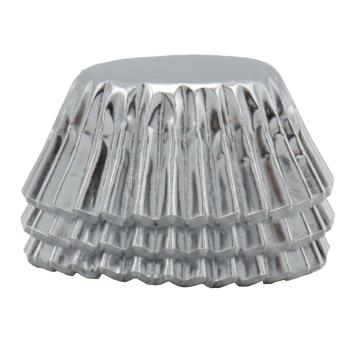 Papilotki mini do babeczek metaliczne srebrne (45 sztuk) - PME 