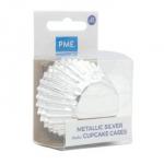 Papilotki mini do babeczek metaliczne srebrne (45 sztuk) - PME 