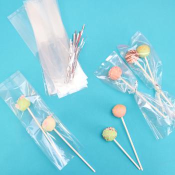 Torebki ze srebrnymi wst��kami do lizak�w i cake pops�w  (25 sztuk) - PME