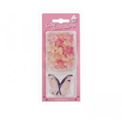Dekoracje waflowe motylki i mini kwiatki ombre (5 + 25 ...