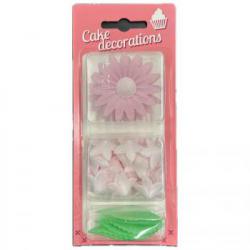 Dekoracje waflowe margaretki, mini kwiatki r�owe i lis...