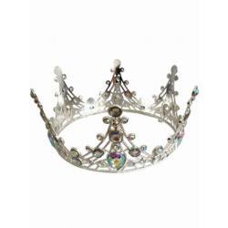 Ozdoba na tort korona du�a, srebrna z opalizuj�cymi kry...