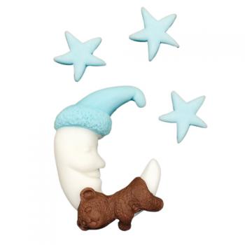 Figurki cukrowe zestaw Mi� na ksi�ycu z gwiazdkami, niebieski - Magmart