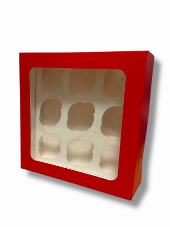 Pude�ko na muffinki (na 9 sztuk) czerwone - Podk�ady Cukiernicze Julita