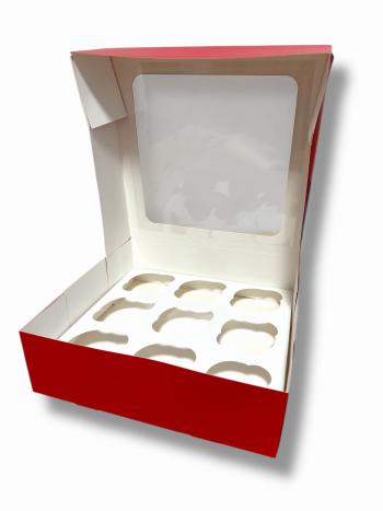 Pude�ko na muffinki (na 9 sztuk) czerwone - Podk�ady Cukiernicze Julita