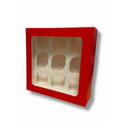 Pude�ko na muffinki (na 9 sztuk) czerwone - Podk�ady Cu...